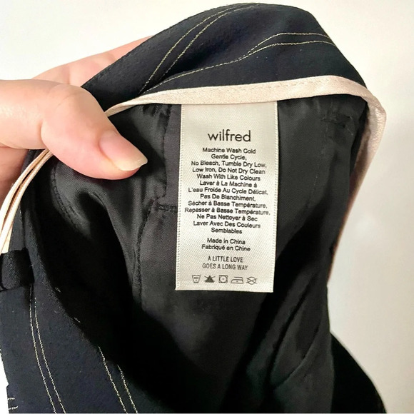 Aritzia Wilfred Tie Front Pants Pinstripe Black - Picture 9 of 10